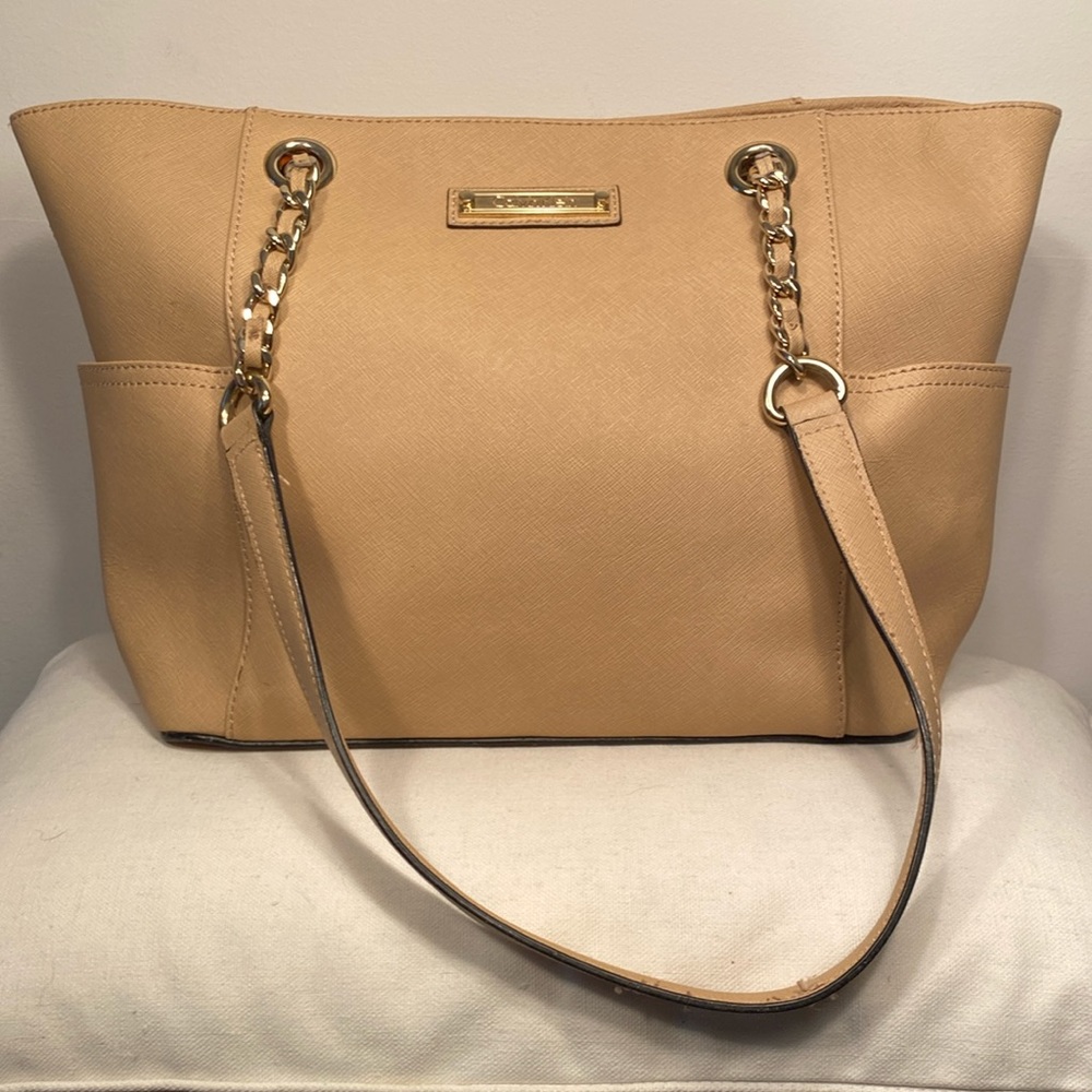 Calvin Klein Cream Tote Bag with Silver Hardwear